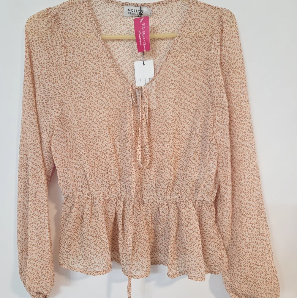 Molly Bracken NWT peasant top Sz L - Picture 2 of 9
